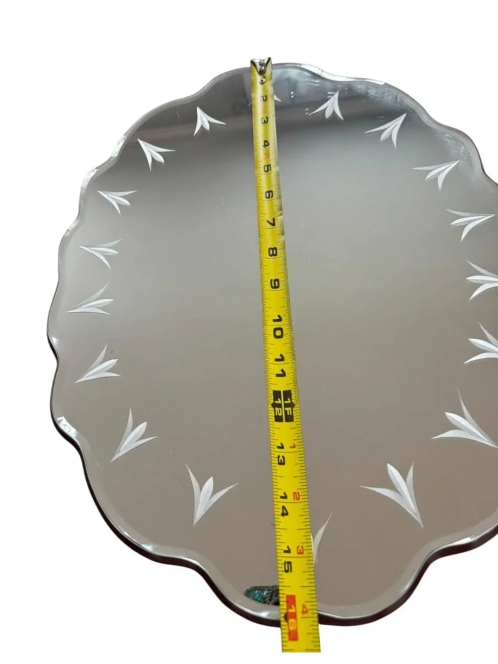 Scalloped Edge Etched Glass Vanity Mirror 12